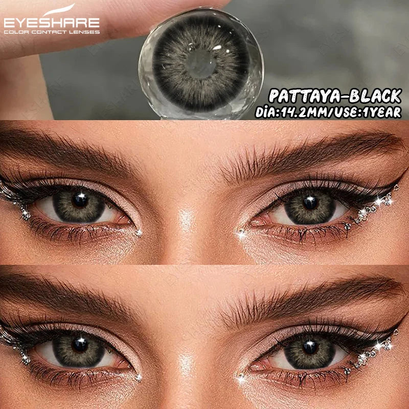 EYESHARE 1Pair Natural Gray Lenses Soft Colored Contact Lenses Fashion Blue Lens Brown Beautiful Pupils Yearly Color Eye Contact