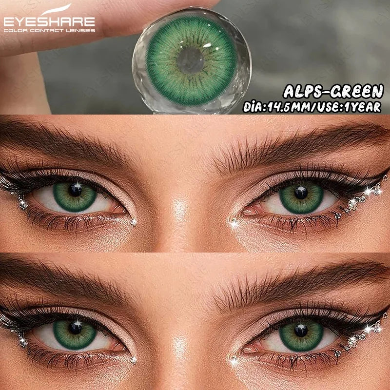EYESHARE 1Pair Natural Gray Lenses Soft Colored Contact Lenses Fashion Blue Lens Brown Beautiful Pupils Yearly Color Eye Contact