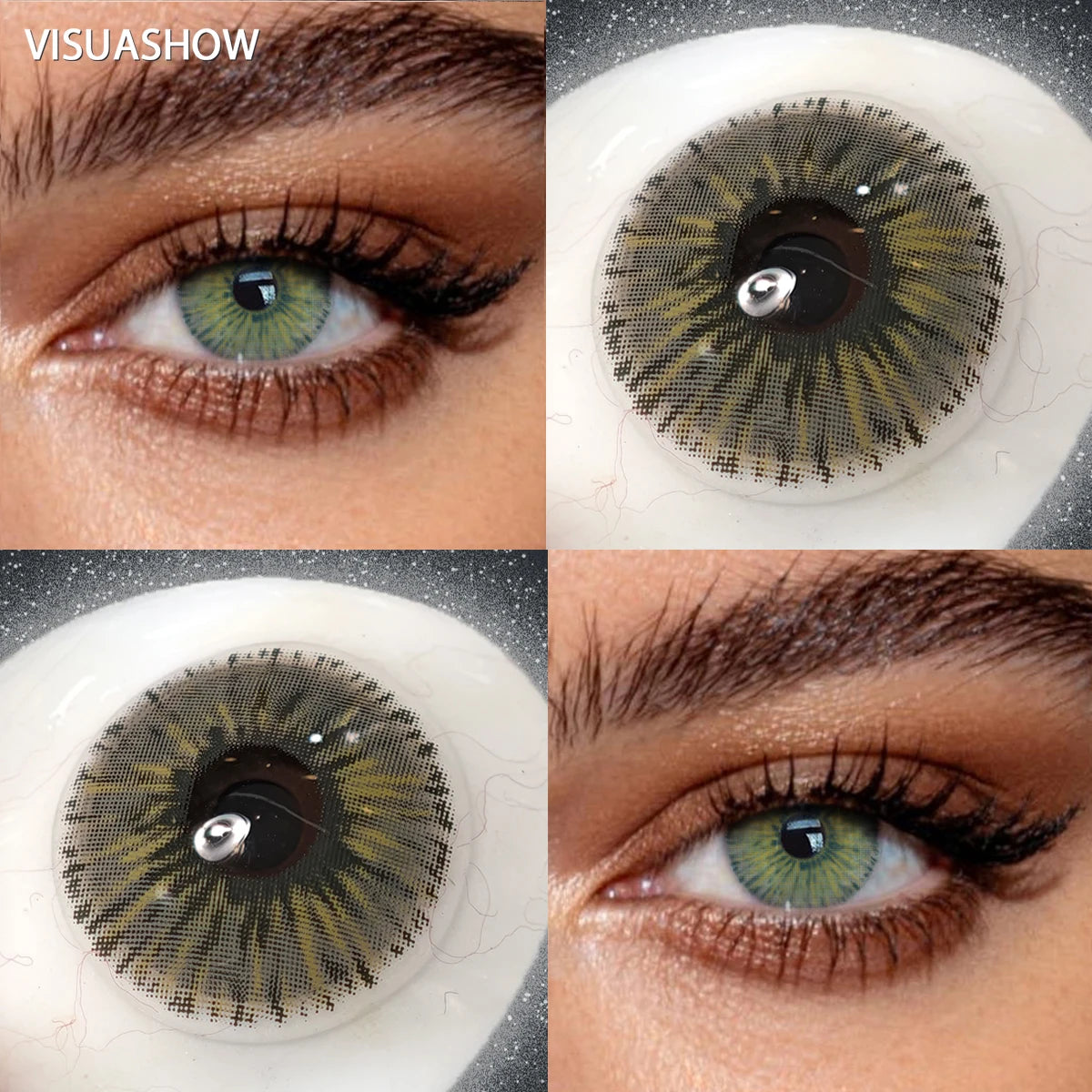 VISUASHOW Unspoken Brown Yearly Disposable Colored Contacts Lenses for Eyes Daily Dating Makeup 14.2mm Soft Cosmetic Beauty Lens