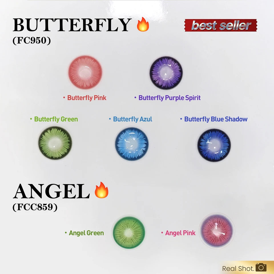Lalens Butterfly Blue Myopia Colored Contact Lenses with Prescription 14.5mm Purple Beauty Lens for Coser Anime Cosplay Contacts