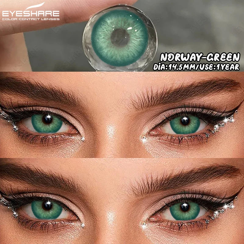EYESHARE 1Pair Natural Gray Lenses Soft Colored Contact Lenses Fashion Blue Lens Brown Beautiful Pupils Yearly Color Eye Contact