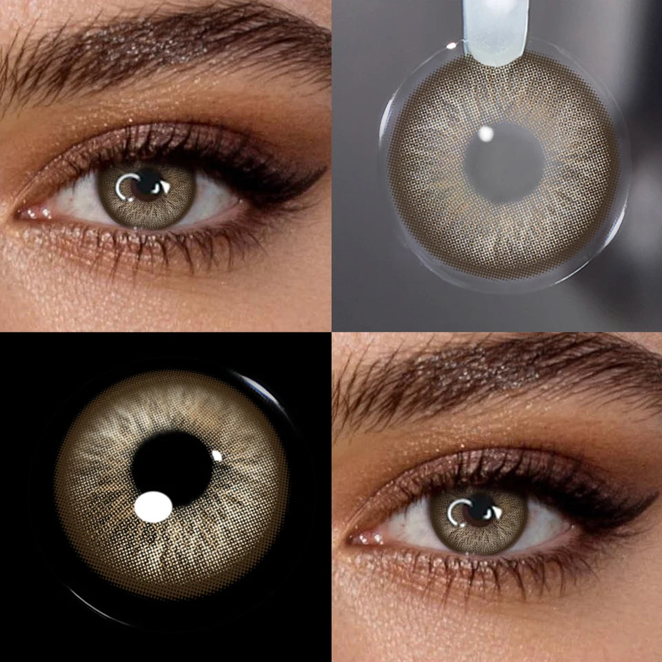 VISUASHOW Unspoken Brown Yearly Disposable Colored Contacts Lenses for Eyes Daily Dating Makeup 14.2mm Soft Cosmetic Beauty Lens