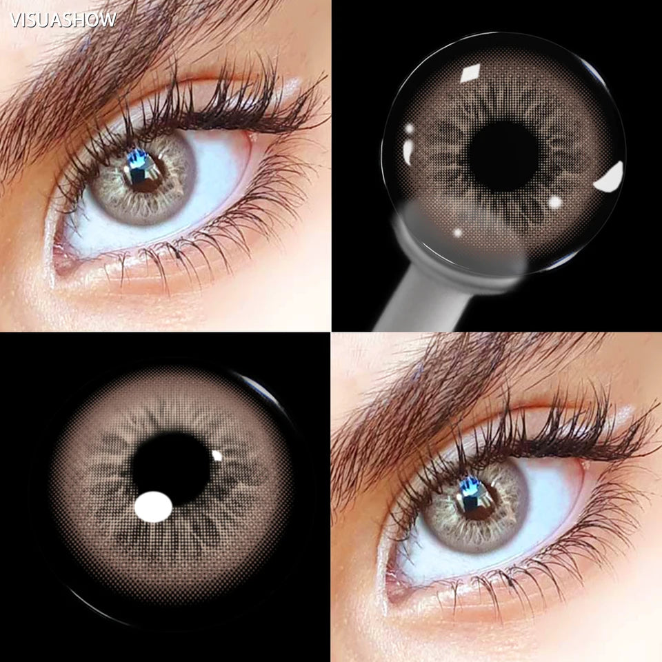 VISUASHOW Unspoken Brown Yearly Disposable Colored Contacts Lenses for Eyes Daily Dating Makeup 14.2mm Soft Cosmetic Beauty Lens