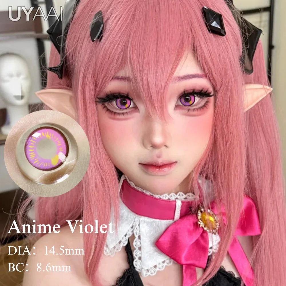 UYAAI Anime Color Contact Lenses For Eyes Cosplay Colored Lenses Blue/Purple Crazy Halloween Lenses Contact Lens Beauty Makeup