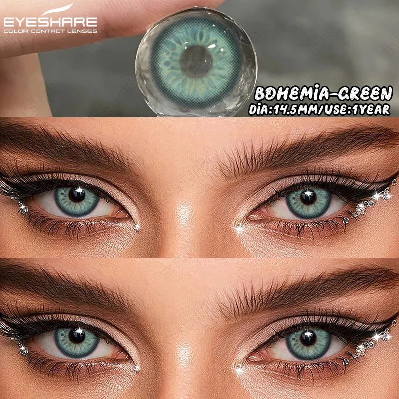 EYESHARE 1Pair Natural Gray Lenses Soft Colored Contact Lenses Fashion Blue Lens Brown Beautiful Pupils Yearly Color Eye Contact