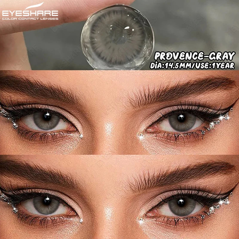 EYESHARE 1Pair Natural Gray Lenses Soft Colored Contact Lenses Fashion Blue Lens Brown Beautiful Pupils Yearly Color Eye Contact