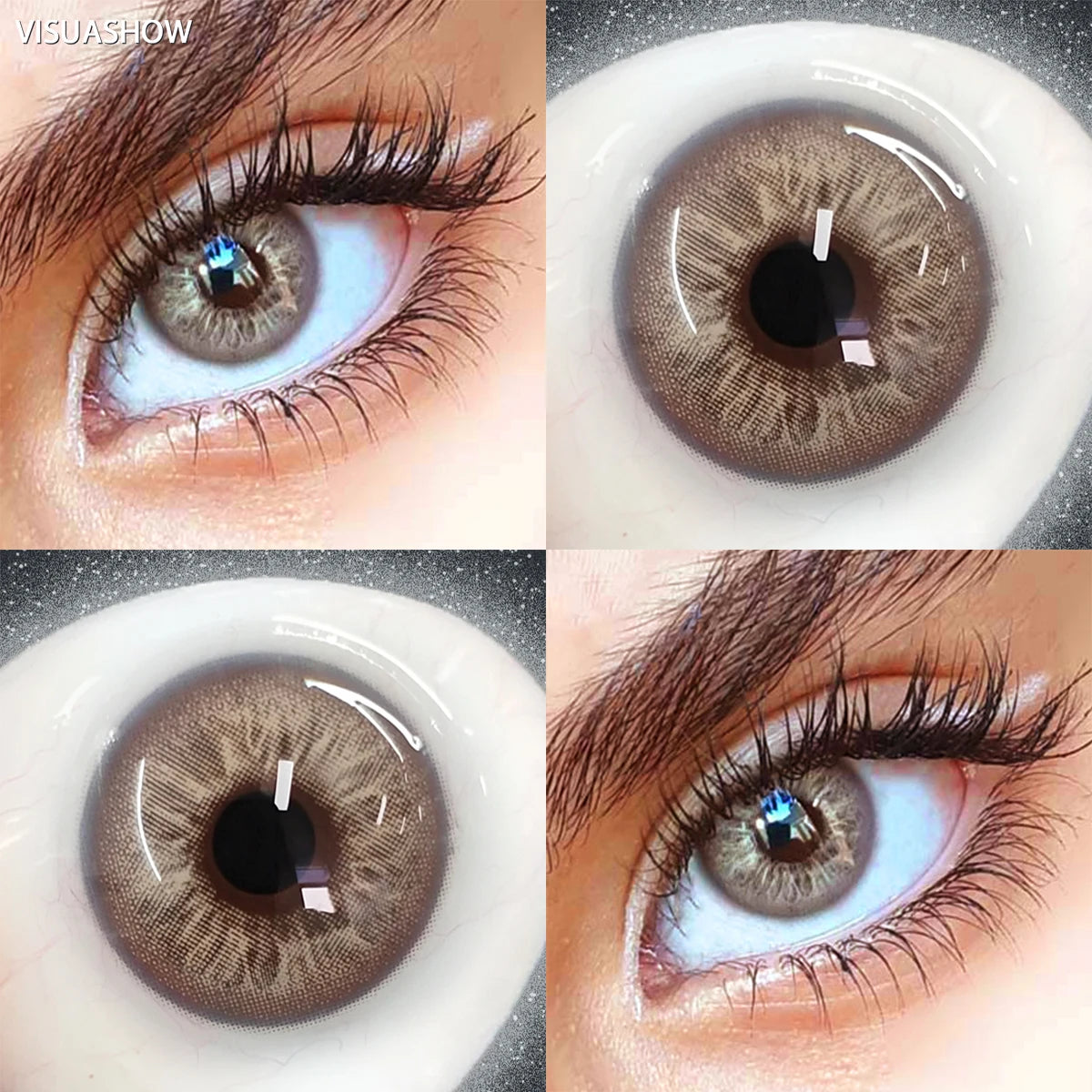 VISUASHOW Unspoken Brown Yearly Disposable Colored Contacts Lenses for Eyes Daily Dating Makeup 14.2mm Soft Cosmetic Beauty Lens