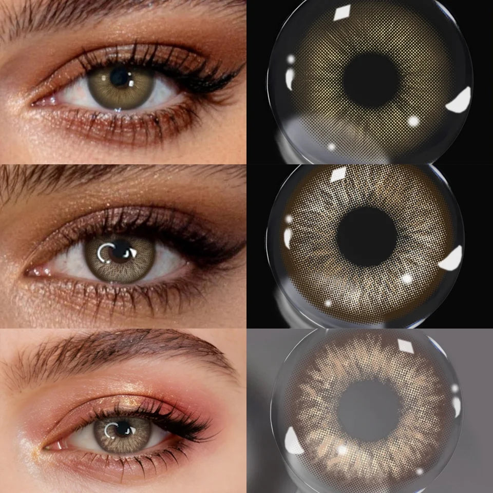 VISUASHOW Unspoken Brown Yearly Disposable Colored Contacts Lenses for Eyes Daily Dating Makeup 14.2mm Soft Cosmetic Beauty Lens
