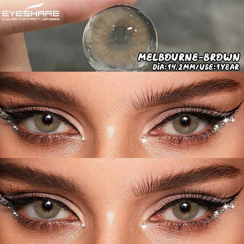 EYESHARE 1Pair Natural Gray Lenses Soft Colored Contact Lenses Fashion Blue Lens Brown Beautiful Pupils Yearly Color Eye Contact