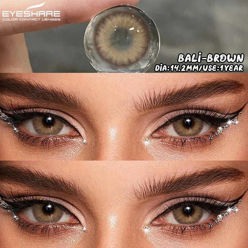 EYESHARE 1Pair Natural Gray Lenses Soft Colored Contact Lenses Fashion Blue Lens Brown Beautiful Pupils Yearly Color Eye Contact