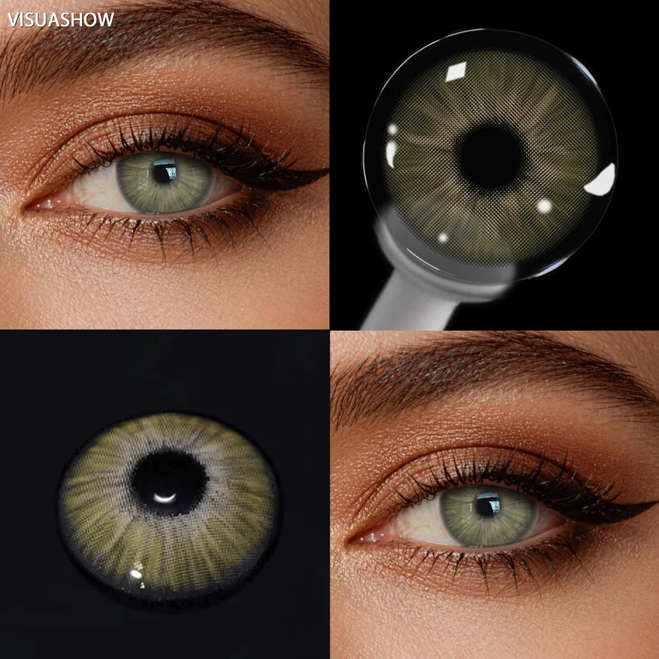 VISUASHOW Unspoken Brown Yearly Disposable Colored Contacts Lenses for Eyes Daily Dating Makeup 14.2mm Soft Cosmetic Beauty Lens