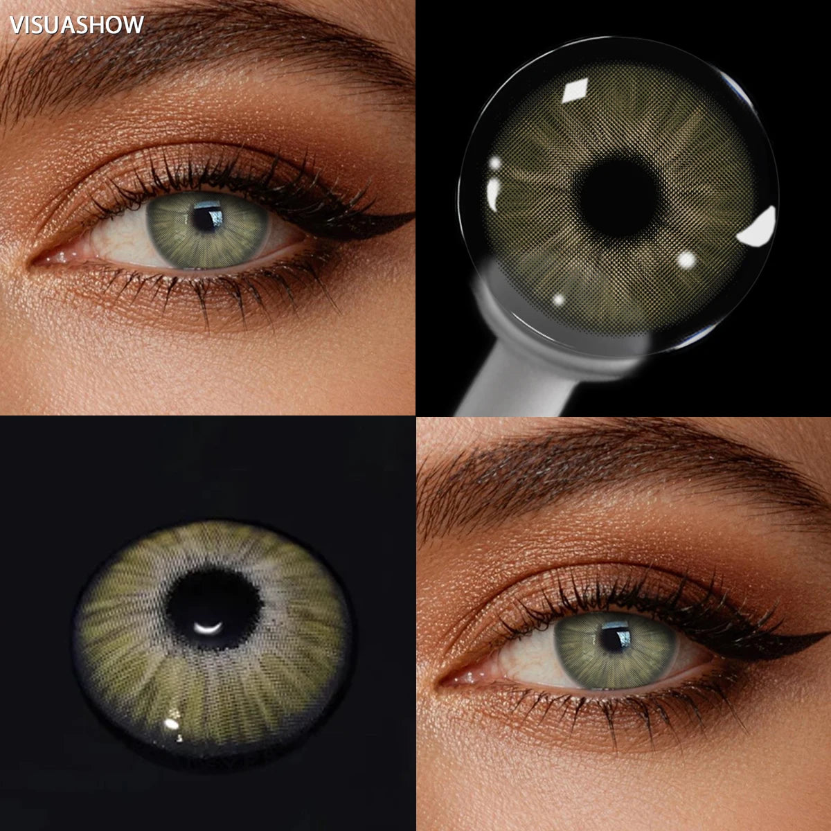 VISUASHOW Unspoken Brown Yearly Disposable Colored Contacts Lenses for Eyes Daily Dating Makeup 14.2mm Soft Cosmetic Beauty Lens
