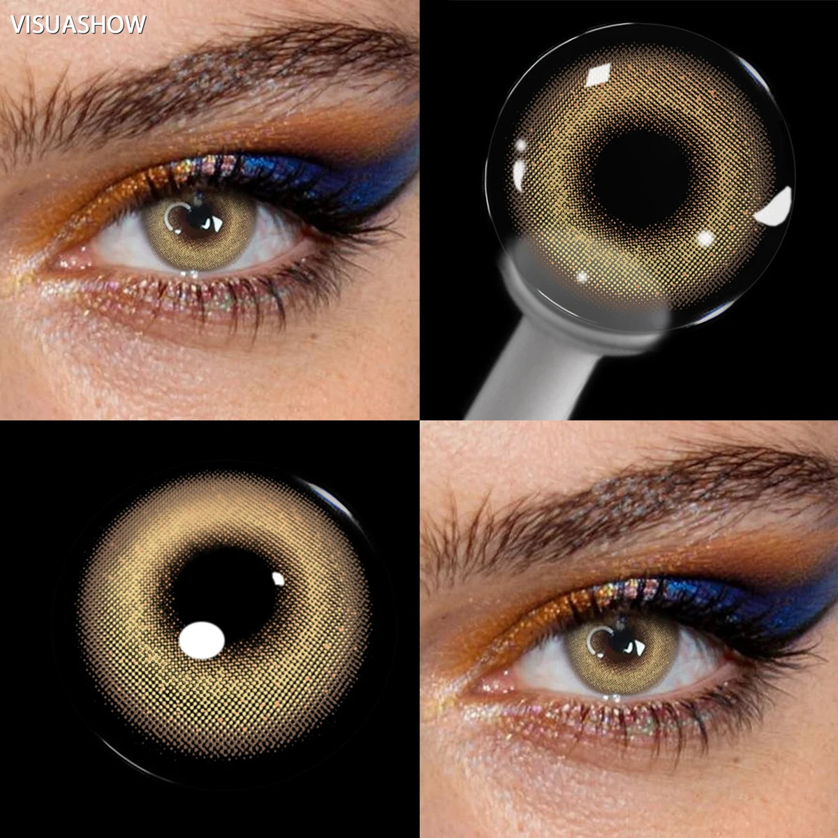 VISUASHOW Unspoken Brown Yearly Disposable Colored Contacts Lenses for Eyes Daily Dating Makeup 14.2mm Soft Cosmetic Beauty Lens