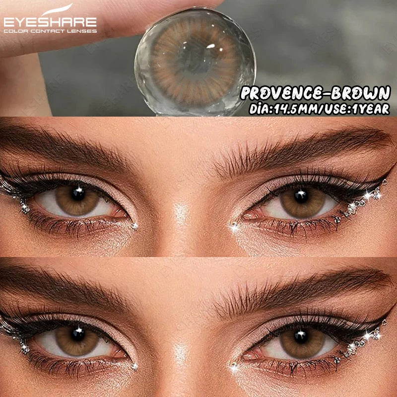 EYESHARE 1Pair Natural Gray Lenses Soft Colored Contact Lenses Fashion Blue Lens Brown Beautiful Pupils Yearly Color Eye Contact