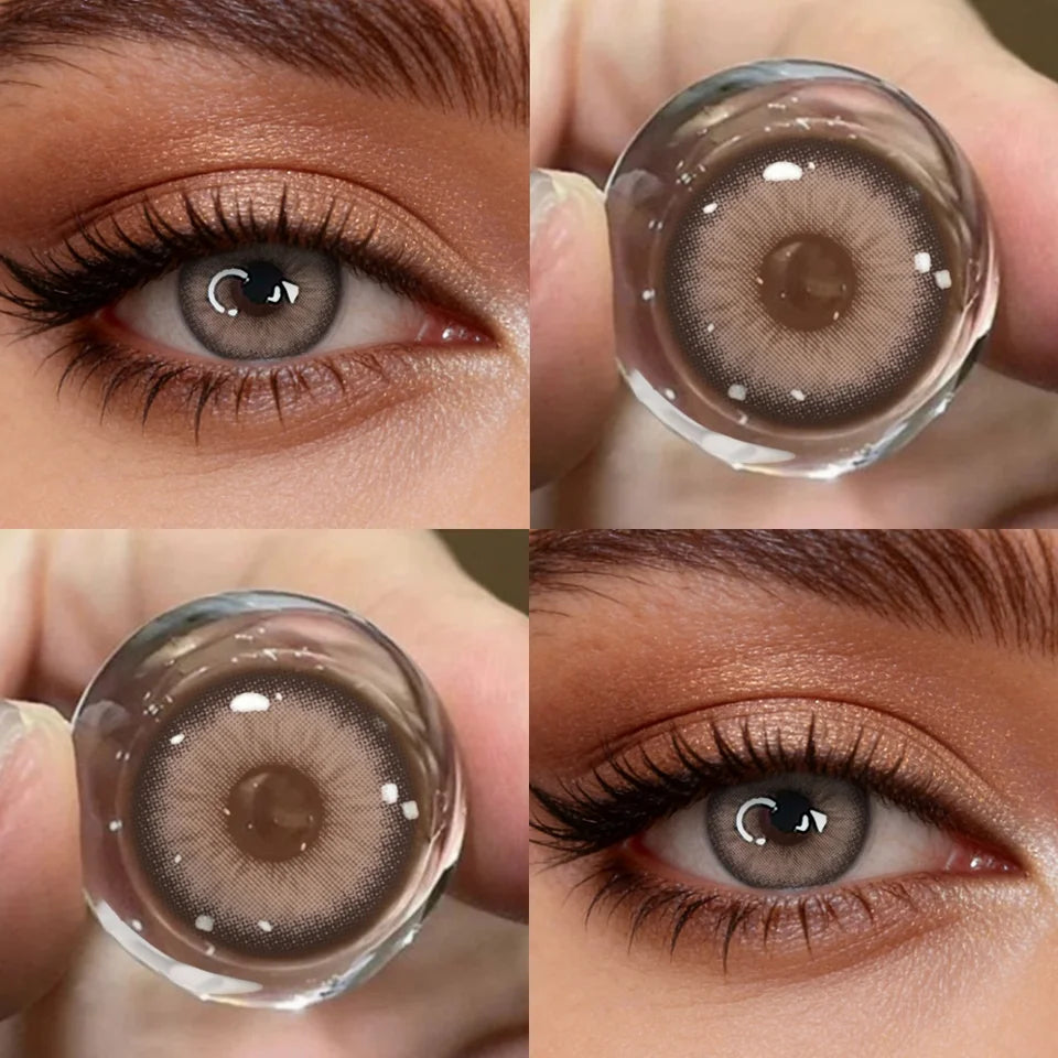 VISUASHOW Unspoken Brown Yearly Disposable Colored Contacts Lenses for Eyes Daily Dating Makeup 14.2mm Soft Cosmetic Beauty Lens
