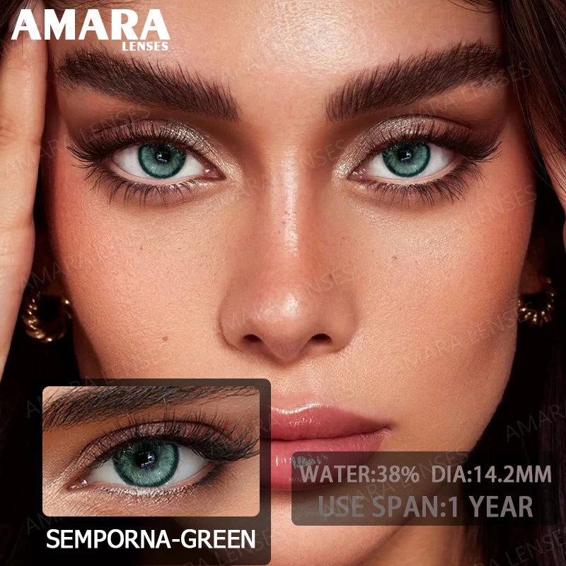AMARA Green Colored Contact Lenses Natural Look Green Eye Lenses Gray Contact Gray Softenses Green Eye Lenses