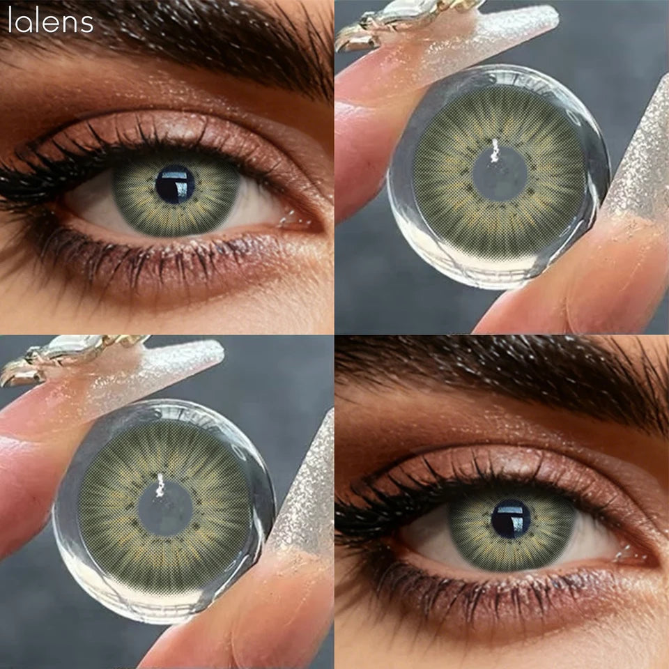 Lalens 14.2mm New York Green Natural Small Pupil Yearly Disposable Colored Eye Contacts Lenses Soft Cosmetic Lens for Daily