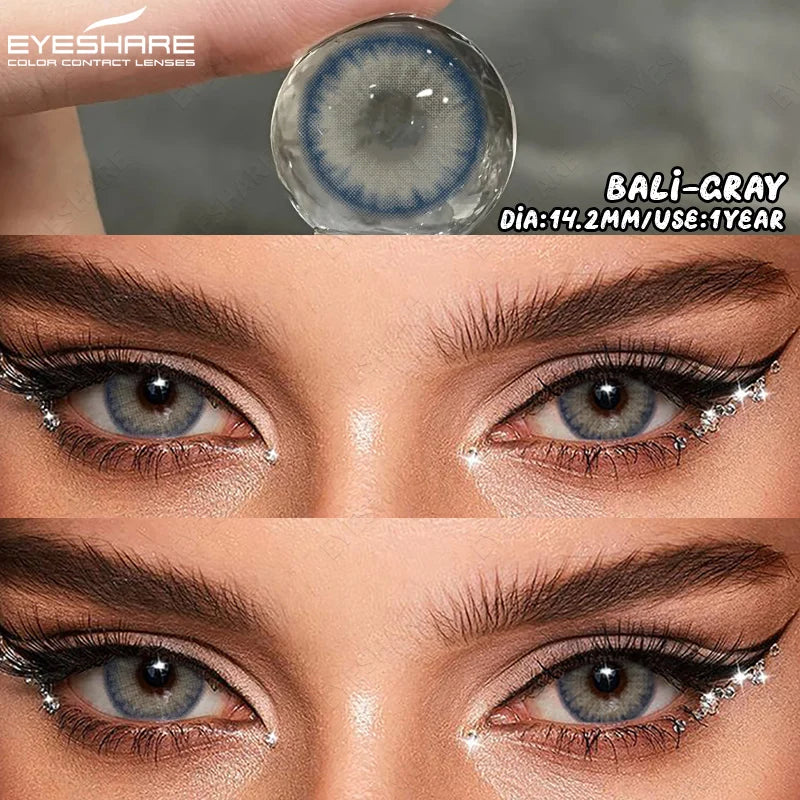 EYESHARE 1Pair Natural Gray Lenses Soft Colored Contact Lenses Fashion Blue Lens Brown Beautiful Pupils Yearly Color Eye Contact