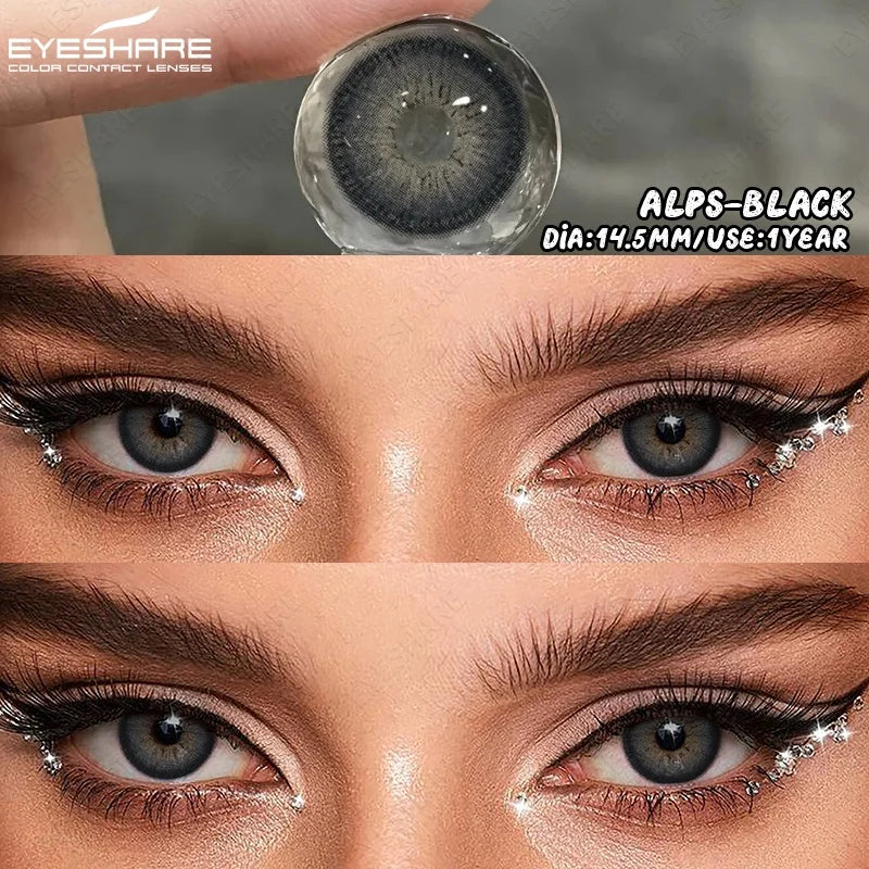 EYESHARE 1Pair Natural Gray Lenses Soft Colored Contact Lenses Fashion Blue Lens Brown Beautiful Pupils Yearly Color Eye Contact